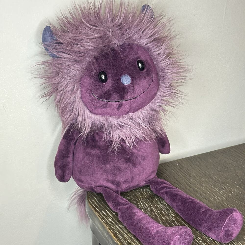 Jellycat Pandora Monster Plush Purple Horns Long Legs Fluffy Mane Stuffed Animal